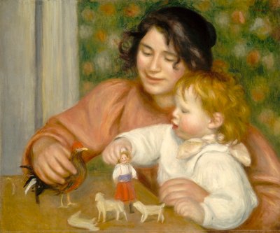 Kind met Speelgoed, Gabrielle en de zoon van de kunstenaar, Jean, 1895-96 door Pierre Auguste Renoir